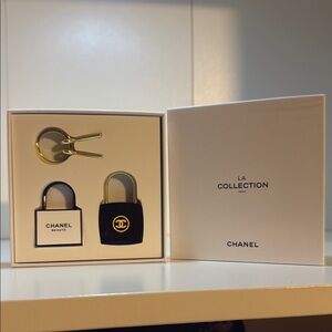 Chanel Black and Gold Key Accessory Set